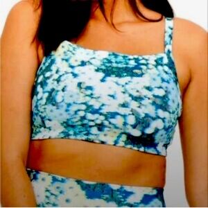 Aerie sports bra crop top stretchy trippy floral women's top size XS